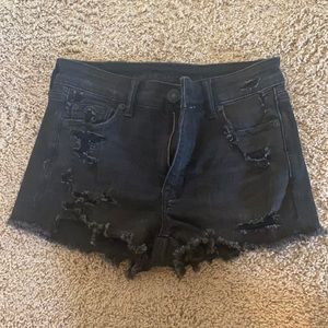 Black Distressed Jean Shorts